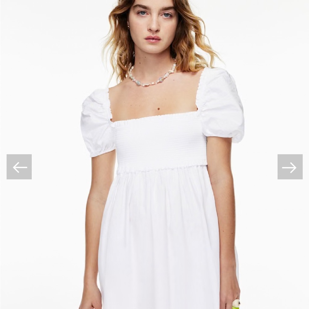 Aritzia White Puff Sleeve Mini Sundress